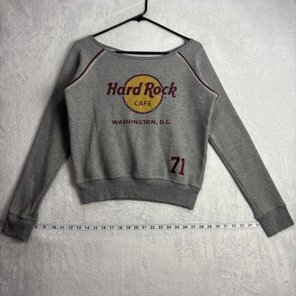 Hard Rock Cafe Washington Long Sleeve Sweatshirt Logo Crew Gray Small